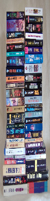 ©M.McMillan, photo of a tall stack of Hugo winning novels
