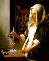Vermeer Dutch girl contemplating a Hugo Award rocket