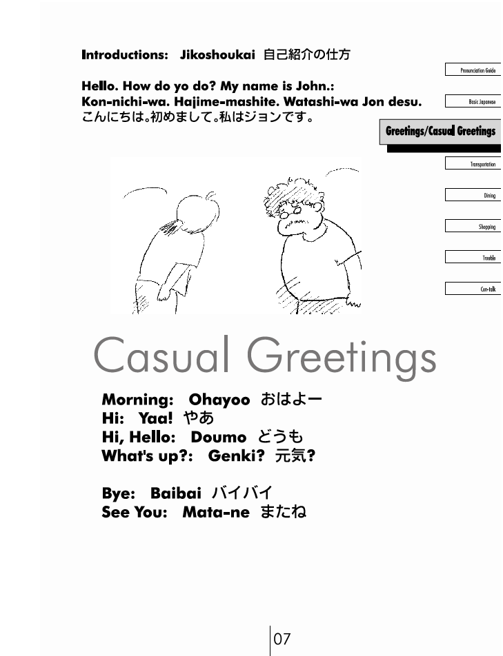 Japanese Phrase book page